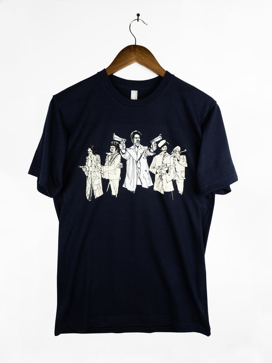 BLACK DYNAMITE! Mens "Black Dynamite Crew" Tee - Navy by Titmouse Front View