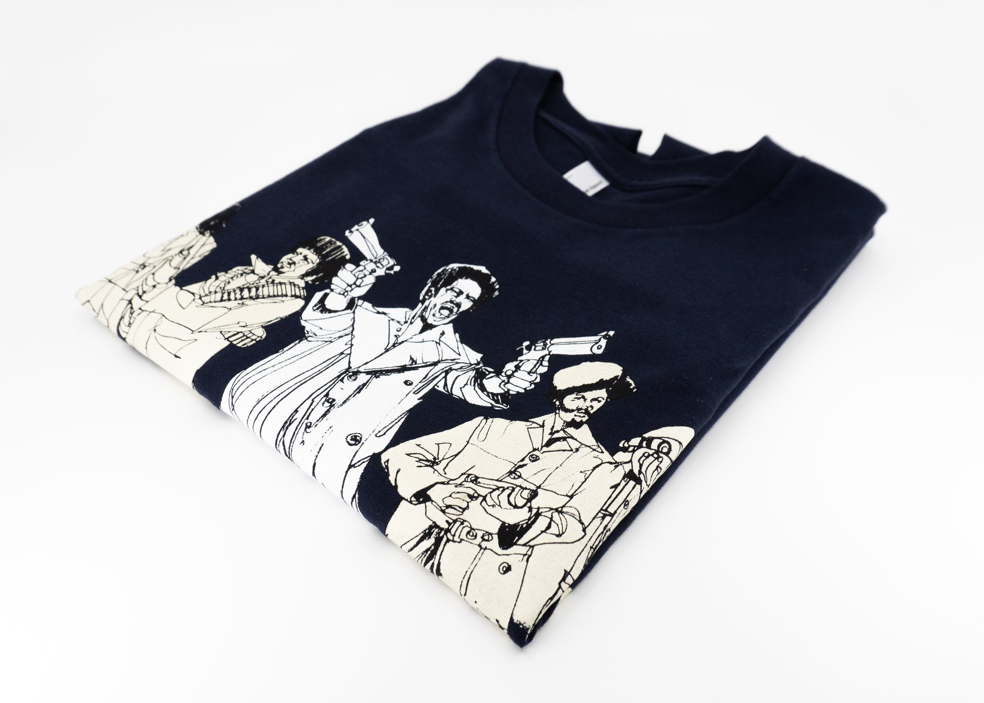 BLACK DYNAMITE! Mens "Black Dynamite Crew" Tee - Navy by Titmouse Detail View