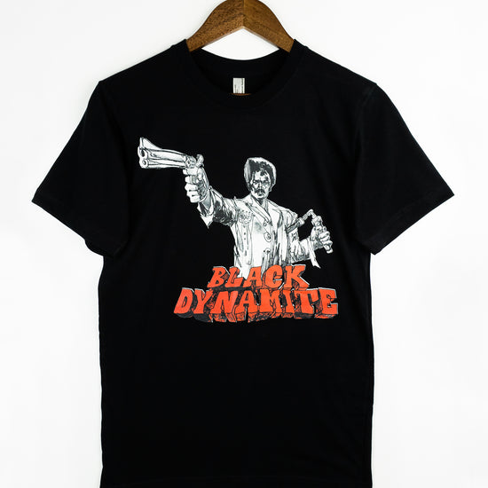 BLACK DYNAMITE! Mens Logo Tee - Black by Titmouse Front View