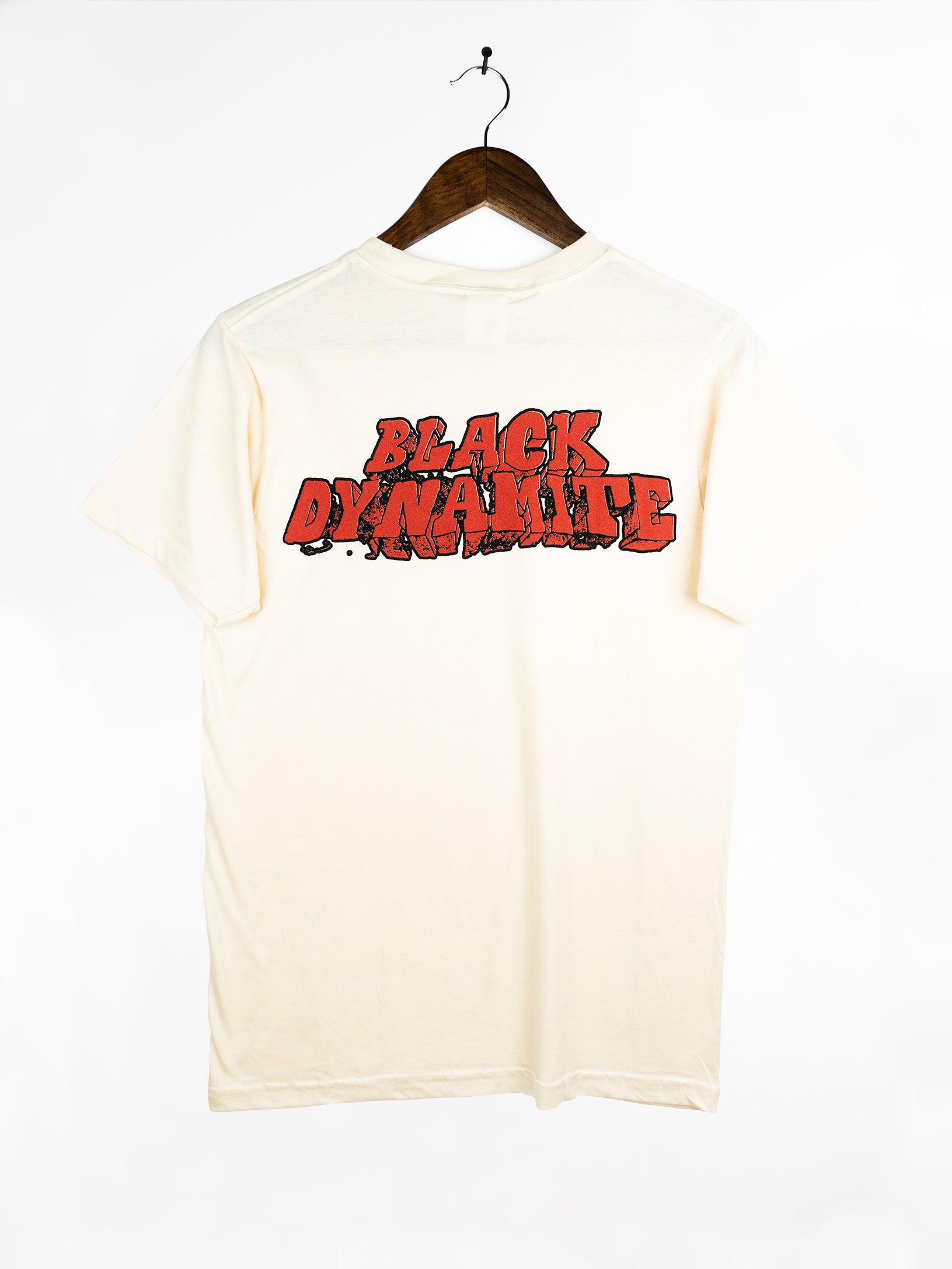 BLACK DYNAMITE! Mens "Black Dynamite Crew" Tee - Cream by Titmouse Back View