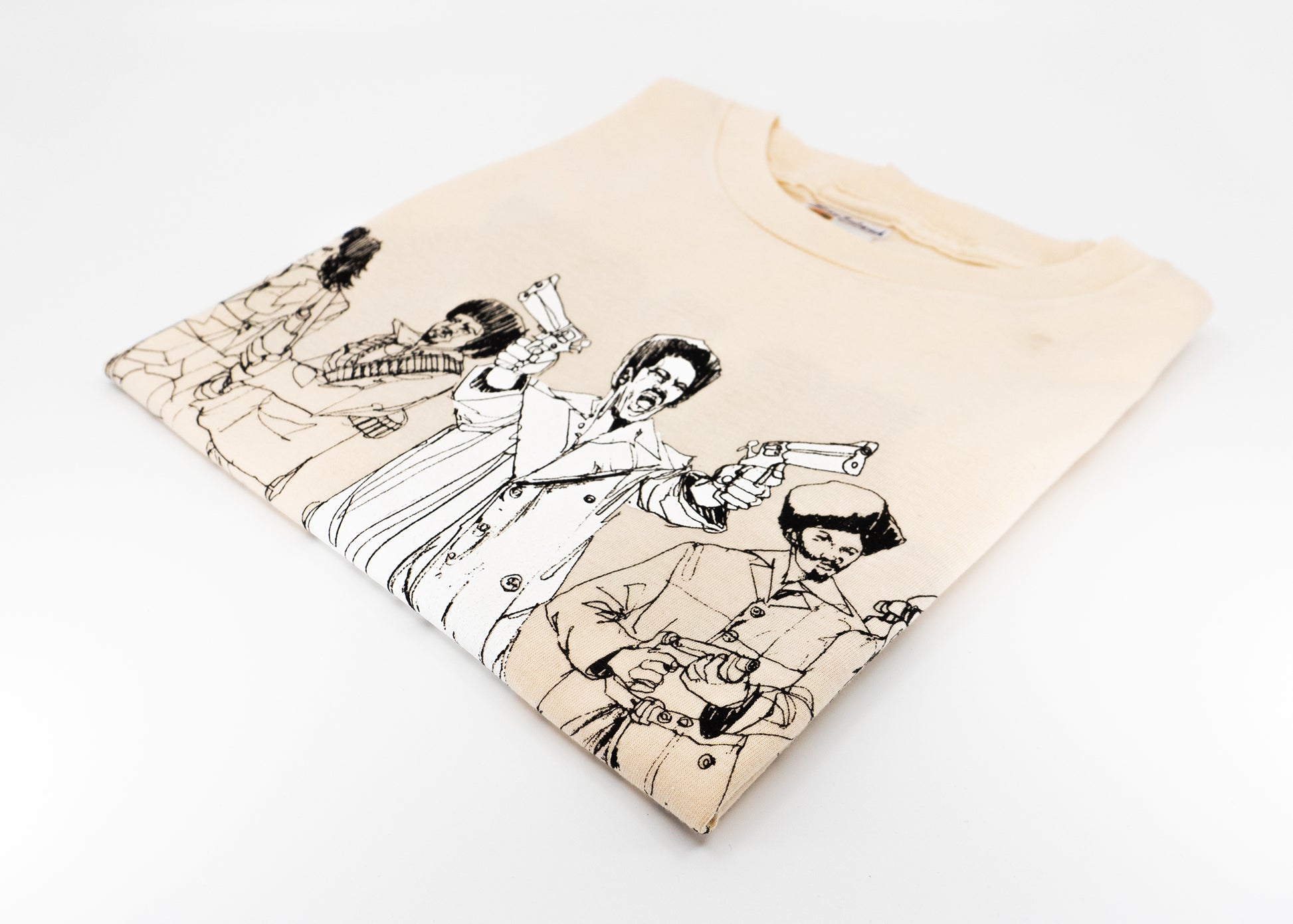 BLACK DYNAMITE! Mens "Black Dynamite Crew" Tee - Cream by Titmouse Detail View