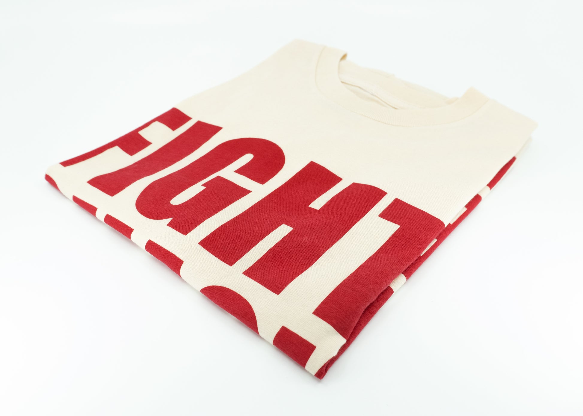 BLACK DYNAMITE! "Fight Smack in the Orphanage" Cream/Red Tee by Titmouse Detail View