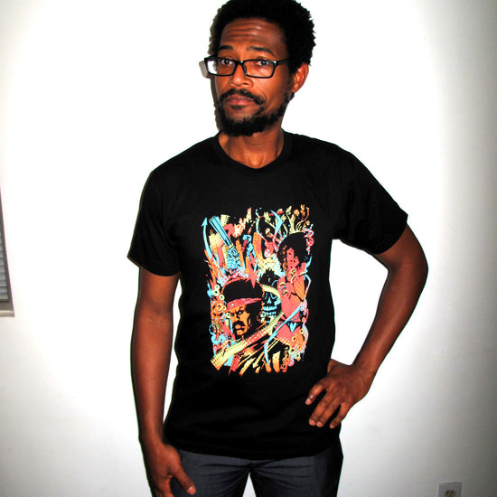 BLACK DYNAMITE! Jim Mahfood "Psychedelic Freakout" Tee by Titmouse Model View