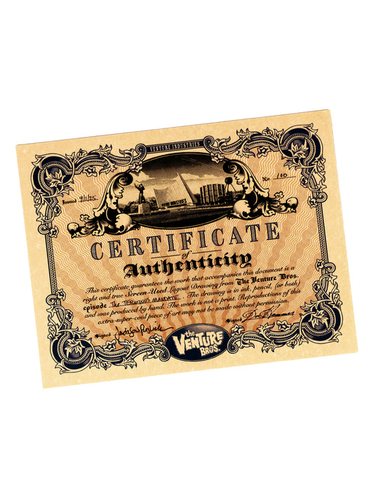 The Venture Bros. Animation Layout 100 w/ Certificate Signed by Jackson Publick and Doc Hammer