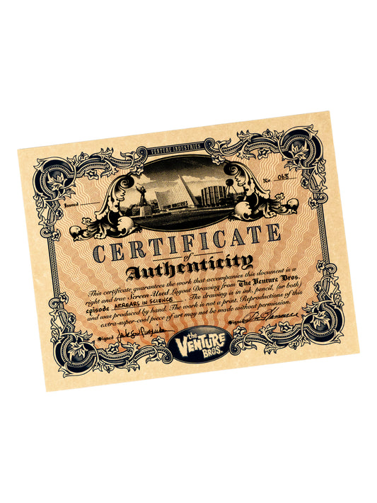 The Venture Bros. Animation Layout 068 w/ Certificate Signed by Jackson Publick and Doc Hammer