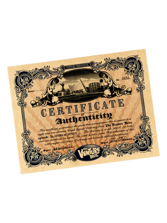 The Venture Bros. Animation Layout 069a w/ Certificate Signed by Jackson Publick and Doc Hammer