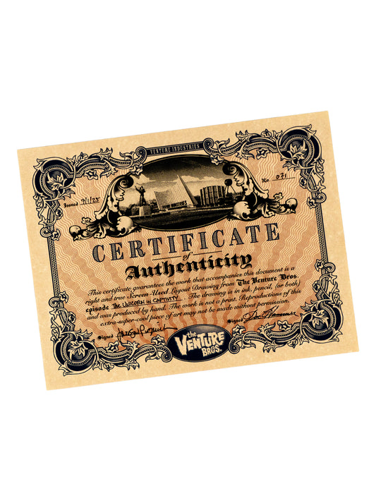 The Venture Bros. Animation Layout 071 w/ Certificate Signed by Jackson Publick and Doc Hammer