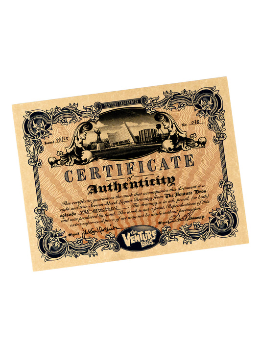 The Venture Bros. Animation Layout 078 w/ Certificate Signed by Jackson Publick and Doc Hammer