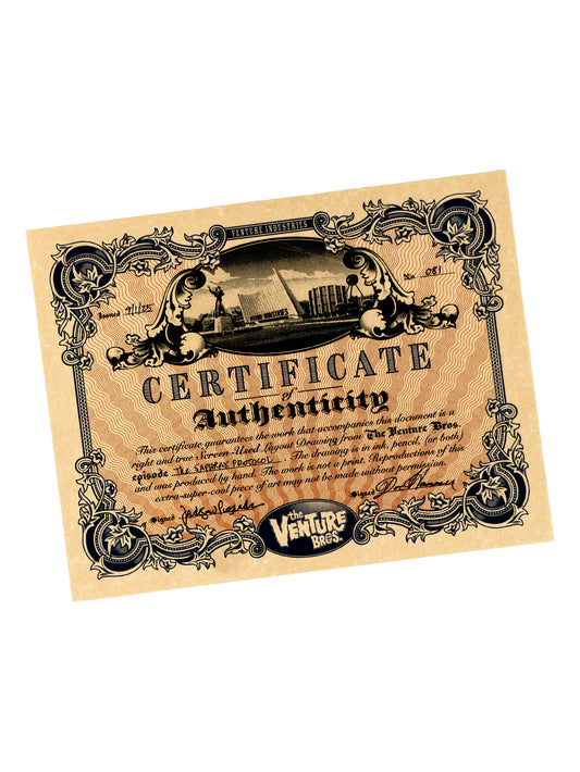 The Venture Bros. Animation Layout 081 w/ Certificate Signed by Jackson Publick and Doc Hammer