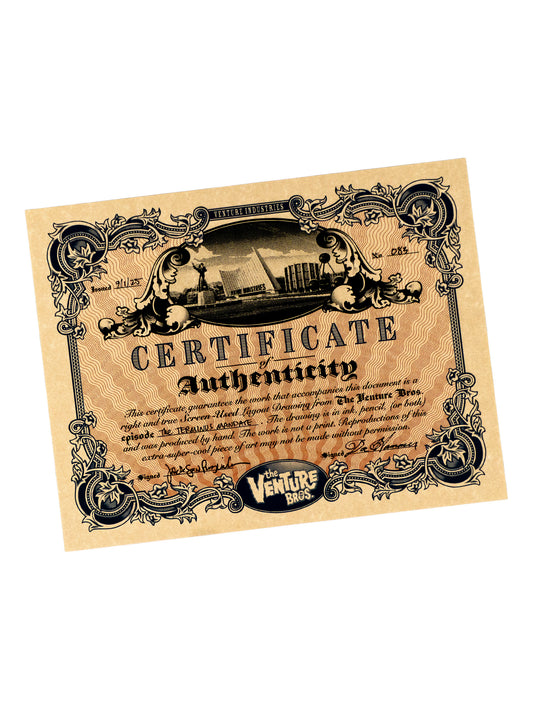 The Venture Bros. Animation Layout 083 w/ Certificate Signed by Jackson Publick and Doc Hammer