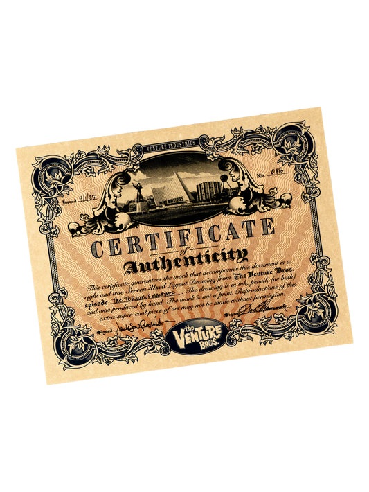 The Venture Bros. Animation Layout 086 w/ Certificate Signed by Jackson Publick and Doc Hammer
