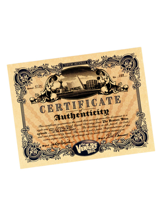 The Venture Bros. Animation Layout 089 w/ Certificate Signed by Jackson Publick and Doc Hammer