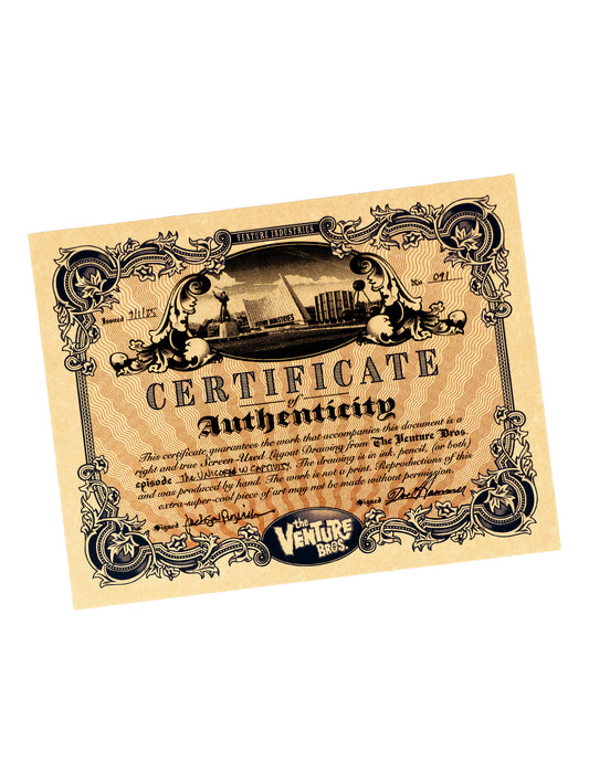 The Venture Bros. Animation Layout 091 w/ Certificate Signed by Jackson Publick and Doc Hammer
