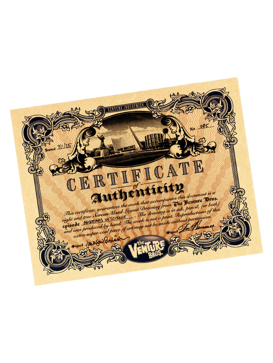 The Venture Bros. Animation Layout 095 w/ Certificate Signed by Jackson Publick and Doc Hammer