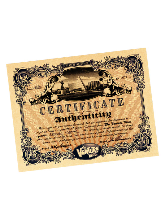 The Venture Bros. Animation Layout 099 w/ Certificate Signed by Jackson Publick and Doc Hammer