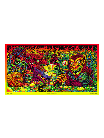 [LIMITED EDITION] "MANUAL ENCOUNTERS" by SKINNER | Signed Blacklight Reactive Screen Print (21x36")