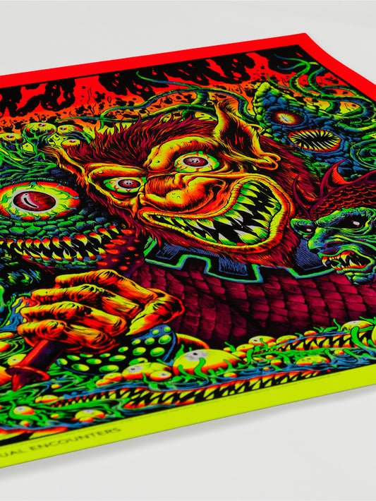[LIMITED EDITION] "MANUAL ENCOUNTERS" by SKINNER | Signed Blacklight Reactive Screen Print (21x36")