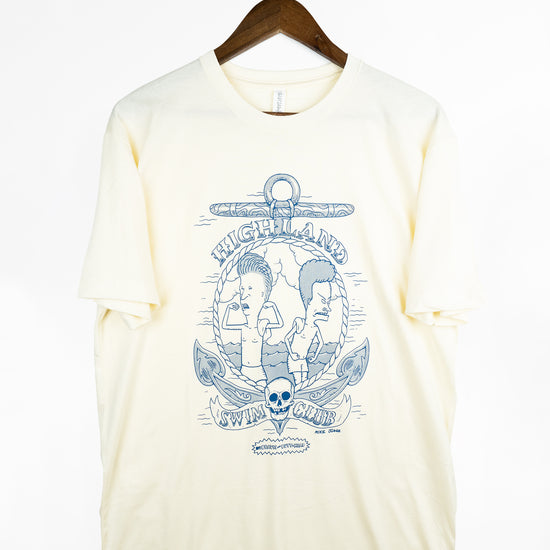 Official Beavis and Butt-Head Highland Swim Club Table for Two T-shirt by Titmouse Front view