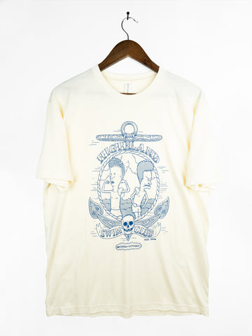 Official Beavis and Butt-Head Highland Swim Club Table for Two T-shirt by Titmouse Front view