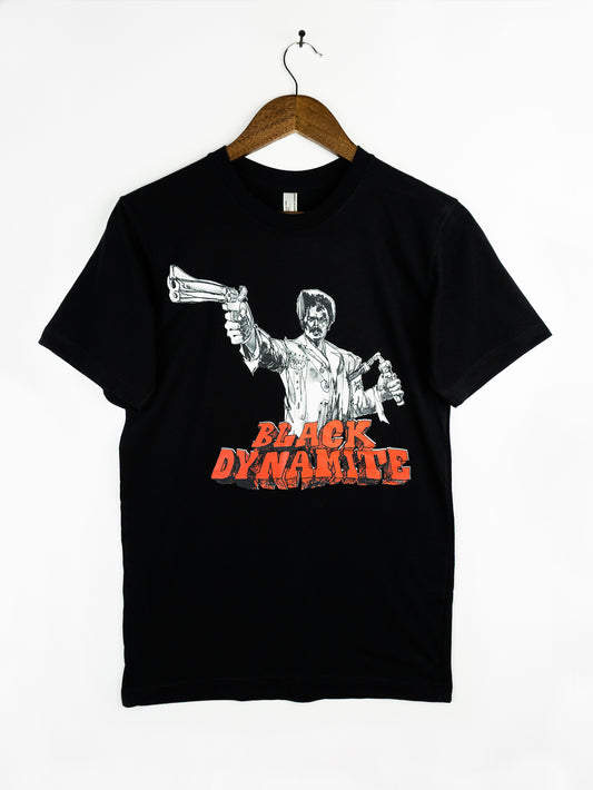 BLACK DYNAMITE! Mens Logo Tee - Black by Titmouse Front View