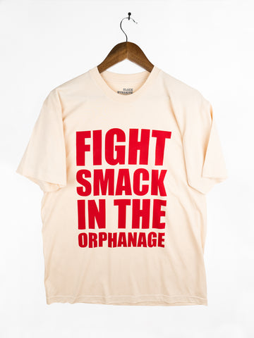 BLACK DYNAMITE! "Fight Smack in the Orphanage" Cream/Red Tee by Titmouse Front View