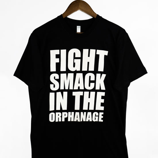 BLACK DYNAMITE! "Fight Smack in the Orphanage" Black/White Tee by Titmouse Front View