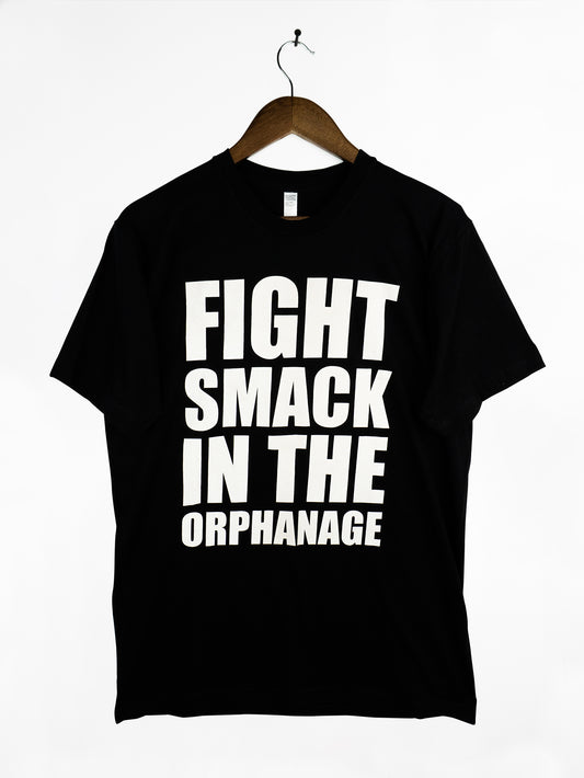 BLACK DYNAMITE! "Fight Smack in the Orphanage" Black/White Tee by Titmouse Front View