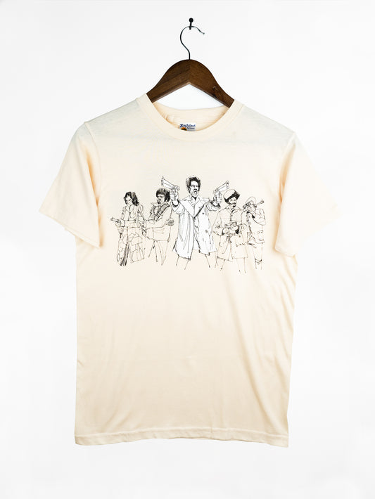 BLACK DYNAMITE! Mens "Black Dynamite Crew" Tee - Cream by Titmouse Front View