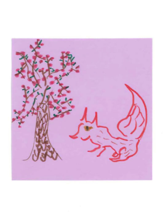 CA Fire Relief Titmouse Charity Auction - PIERE-FOX BY A CHERRY TREE by BILLIE ROSE NEWBY