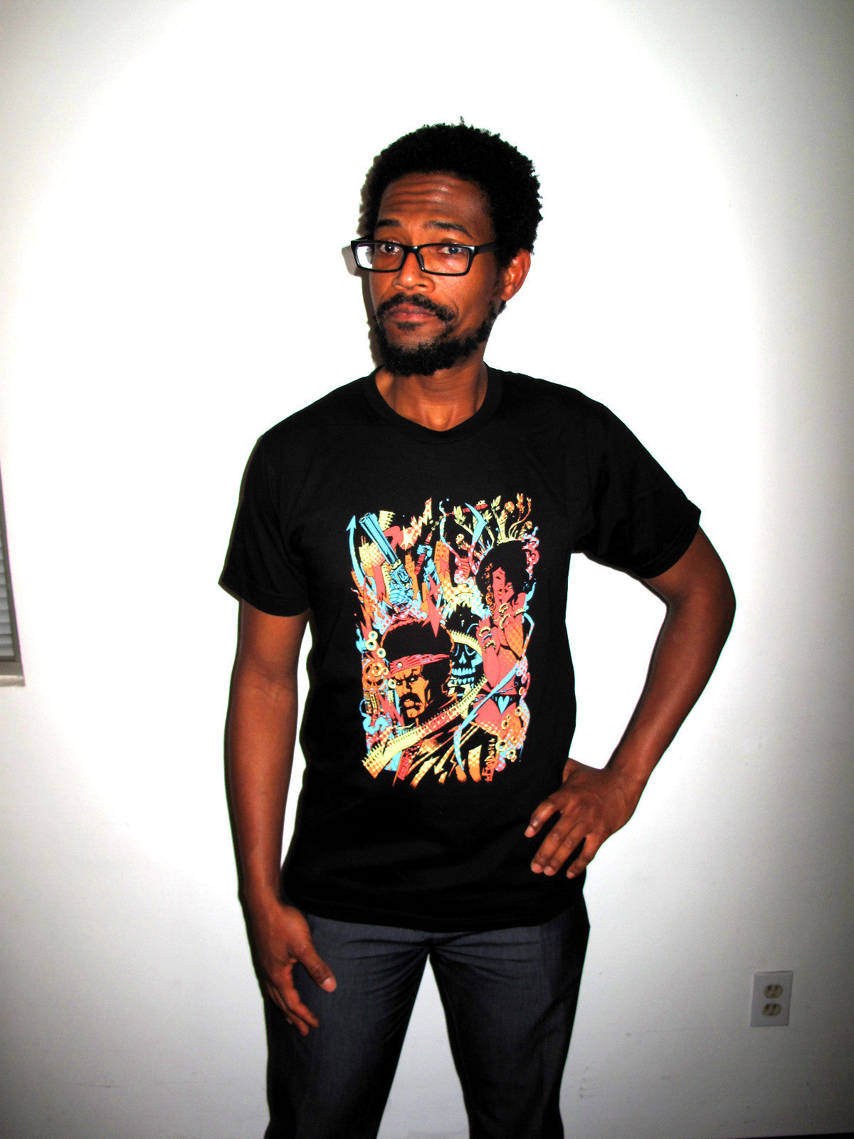 BLACK DYNAMITE! Jim Mahfood "Psychedelic Freakout" Tee by Titmouse Model View